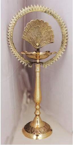 Brass Stand Diya With More Charkar 0.87kg(Pack Of 2)